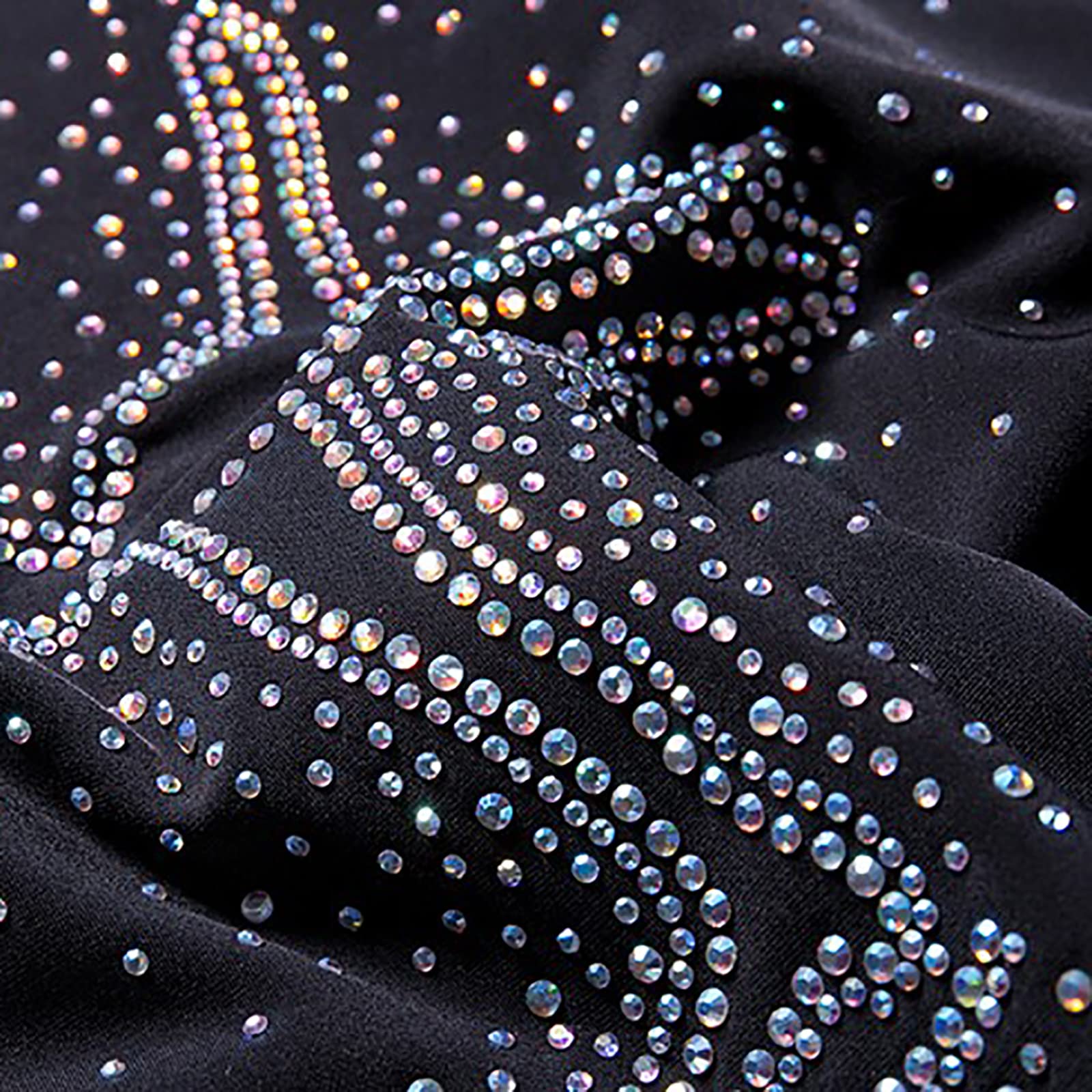 Giacca e Pantaloni Termici per Pattinaggio Artistico Ragazze e Donne Traspirante Pantaloni in Pile Polare con Strass(Size:M,Color:Nero)