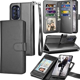 Tekcoo Wallet Case for Motorola Moto G Stylus 5G (2022) | XT2215, Luxury PU Leather ID Cash Credit Card Slots Holder Carrying Pouch Folio Flip Cover [Detachable Magnetic Hard Cases] Lanyard - Black