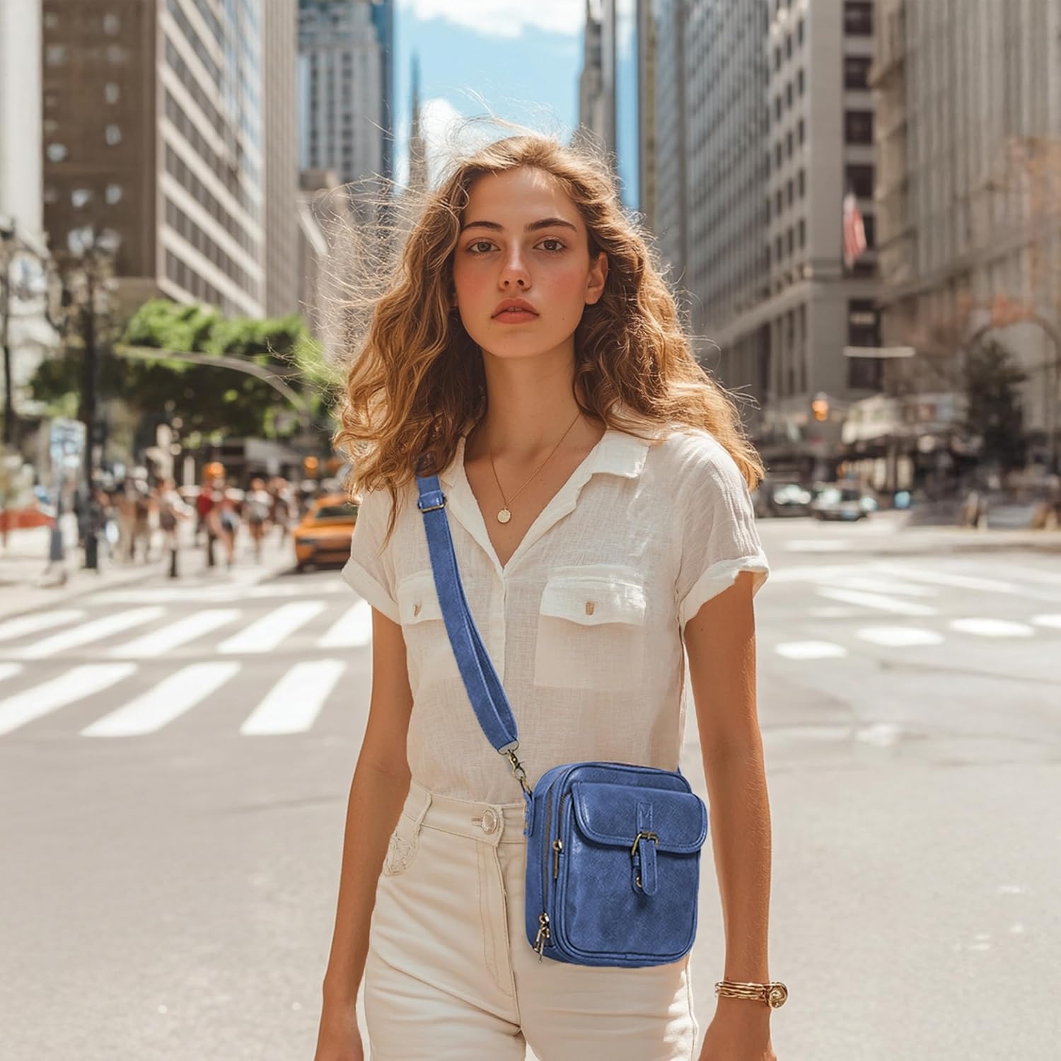 Small Messenger Bag Vegan Leather Crossbody Bag for Women Men, Vintage Cross Body Shoulder Purse with Card Slots - Image 2