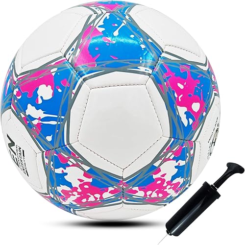 ABAJI Balón de fútbol tamaño 3 4 5 entrenamiento de práctica niños niñas regalo de cuero más grueso anti explosión interior exterior viene con aguja