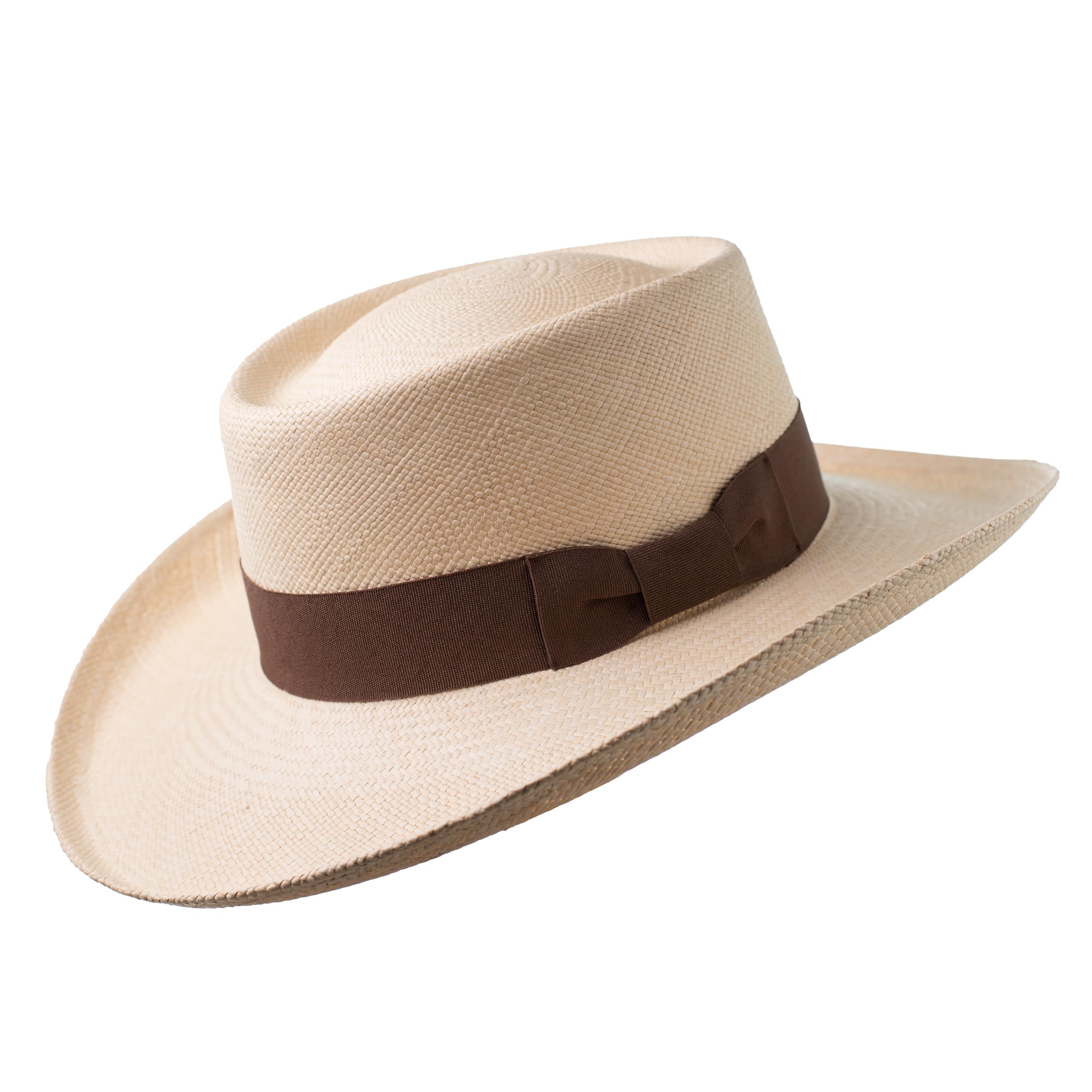 Cuenca 1905 Gambler Sombrero Panamá Genuino de Paja Toquilla, Tejido a Mano y Hecho 100% en Ecuador, Protección UV Natural, Panama Hat de Verano Hombre y Mujer