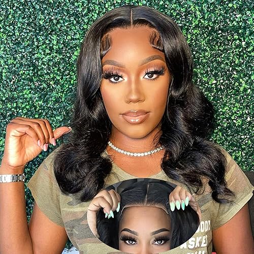 Wear and Go Glueless Wig - Body Wave Lace Front Human Hair Wigs for Black Women - Pre Plucked and Pre Cut 4x4 Lace Closure - No Glue Needed for Beginners, 20 Inch