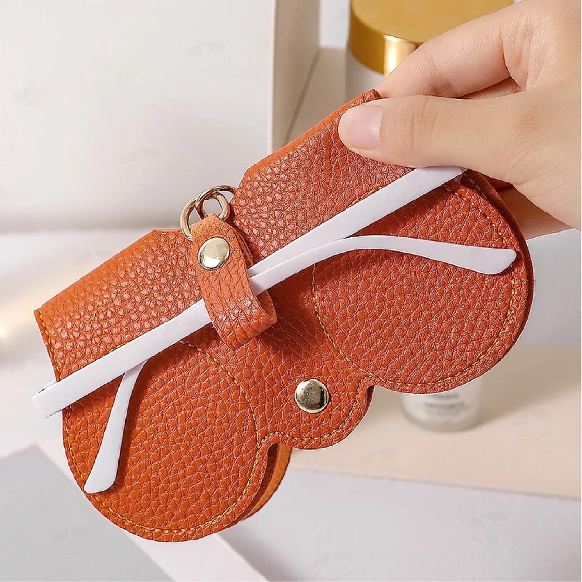 VIVUE 2 PCS Sunglasses Case Cover For Men & Women | PU Leather Eyewear Glasses Case With Hanging Strip For Bag | Snep Button Cover Protect Your Eyeglasses, Spectacles, Goggles, Organizer For Travel - Image 9 thumbnail