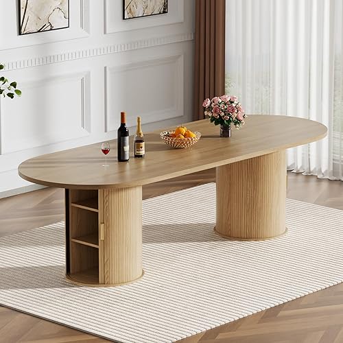 Miniatura 22 de Moderno juego de mesa de comedor extensible de 11 piezas para 10, juego de mesa de cocina ovalada expandible con 10 sillas de terciopelo, mesas de