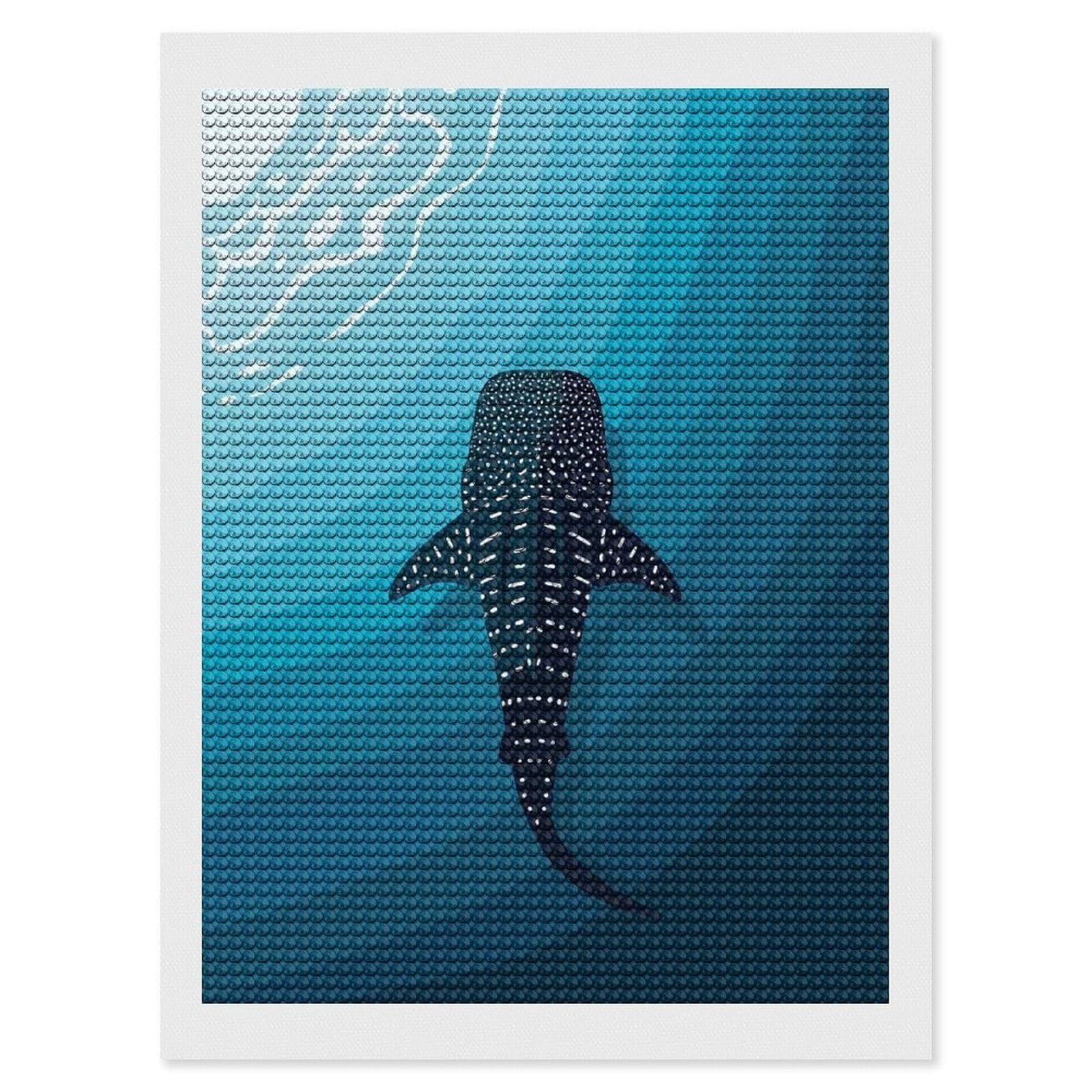 Junmoney Whale Shark in The Ocean Depths Diamond Painting Set 12"x16", Arts and Crafts, Wall Art Gift, Full Kit Included, Relaxing Handmade Project