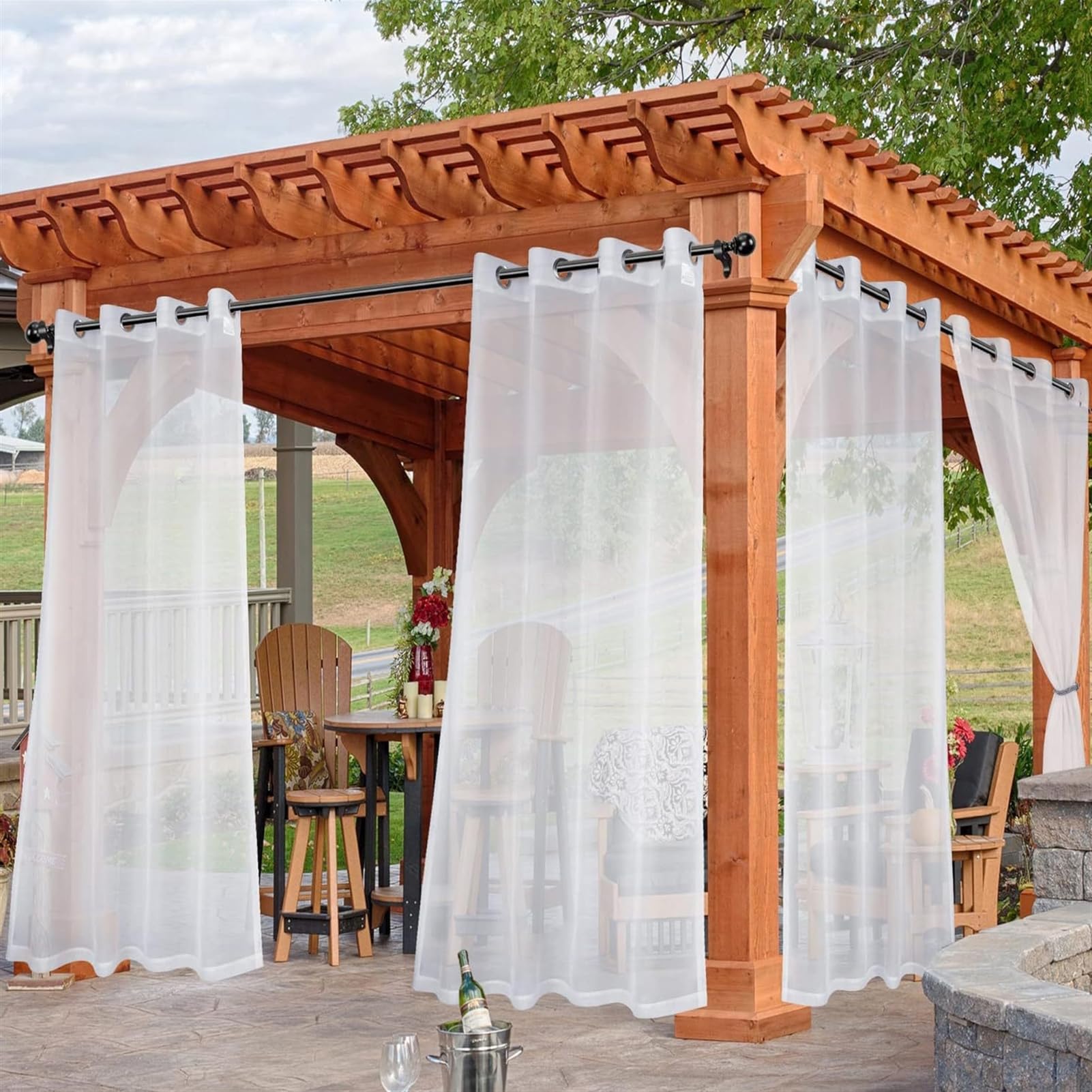Rideau d'extérieur imperméable, protection UV à œillets, pour balcon et terrasse, 1 pièce, 254 x 305 cm, écran solaire pour protection de l'intimité et de l'ombre du jardin