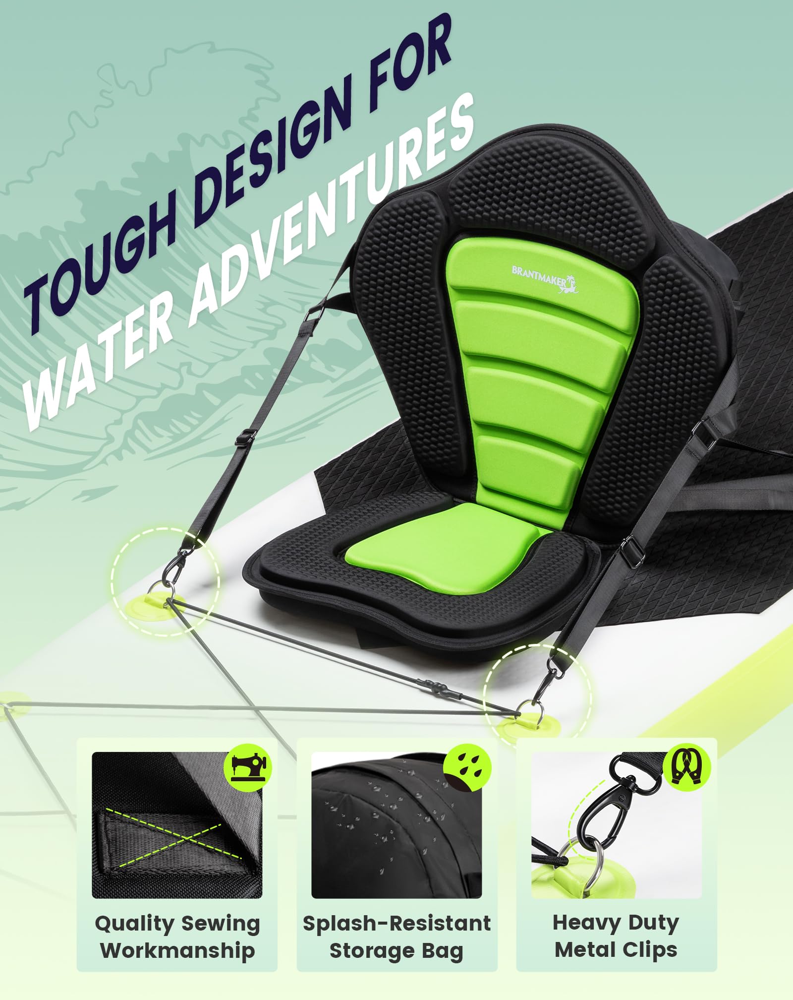 BRANTMAKER SUP - Sedile per tavola SUP, per kayak, universale, adatto per canoe e kayak