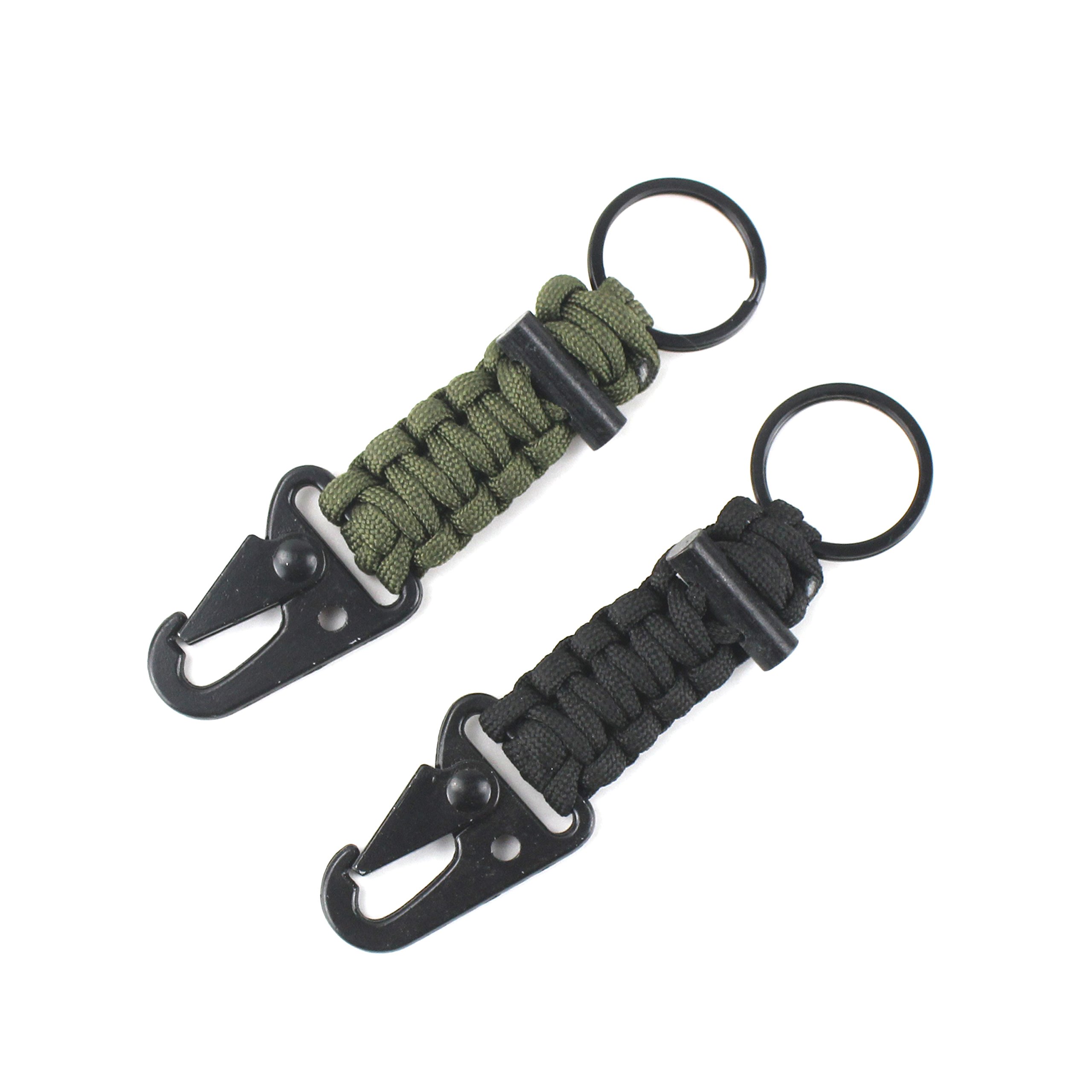 Paracord Keychain Carabiner 2PCS Pack Survival Paracord Lanyard with Fire Starter