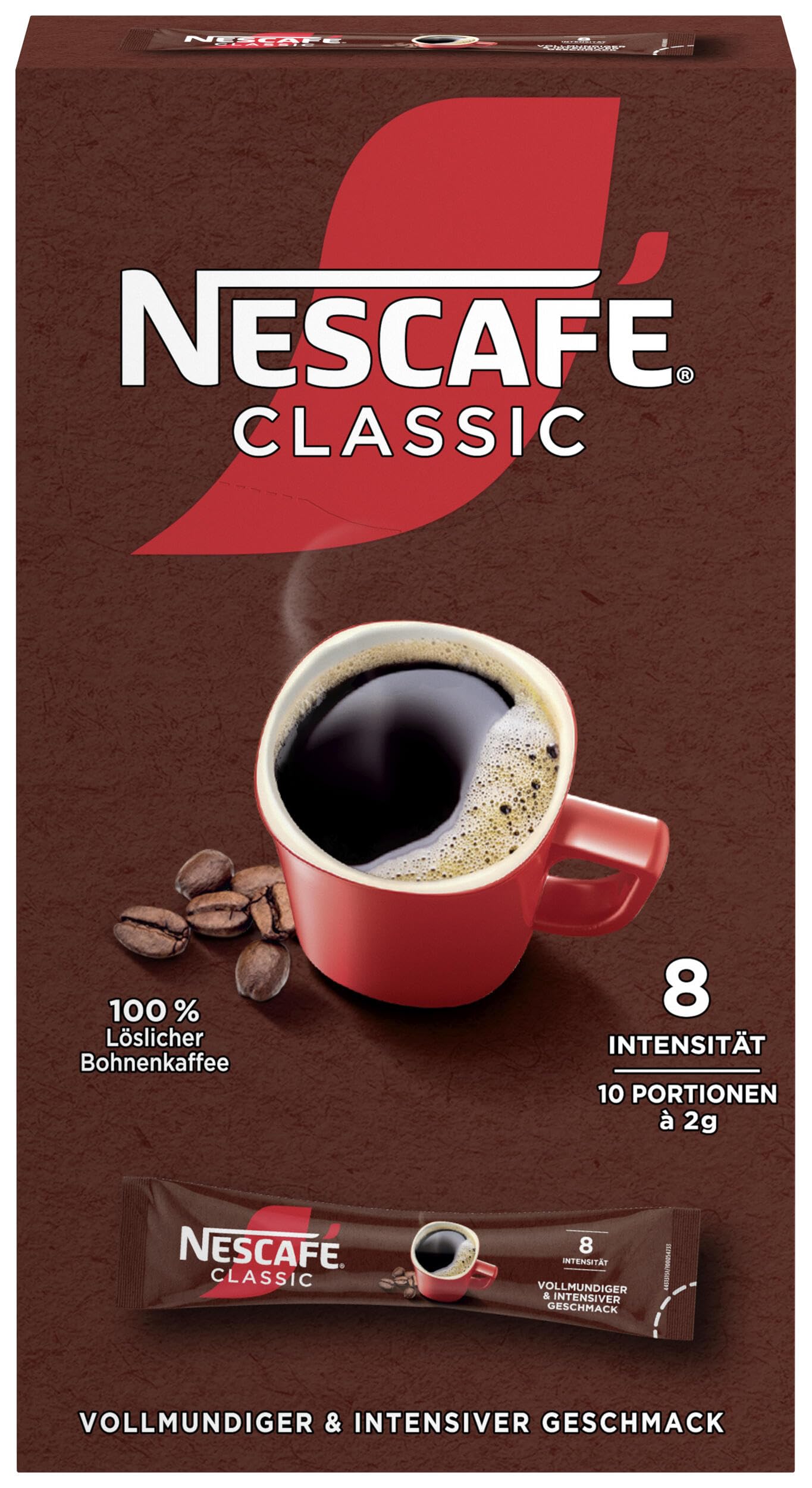 NESCAFÉ Classic Sticks, löslicher Bohnenkaffee, 1er Pack (á 10 x 2g)