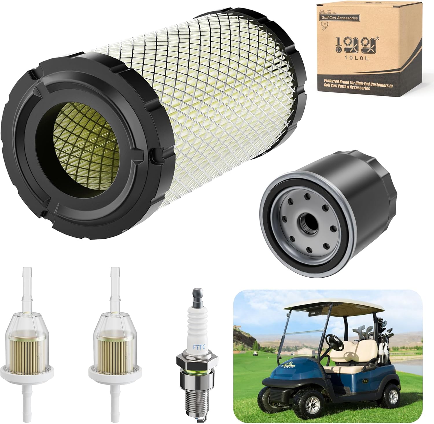 10L0L Premium Golf Cart Tune Up Kit for Club Car Precedent (2004+) Gas Models - Air/Oil/Fuel Filter + Spark Plug | Boost Performance & Extend Engine Life