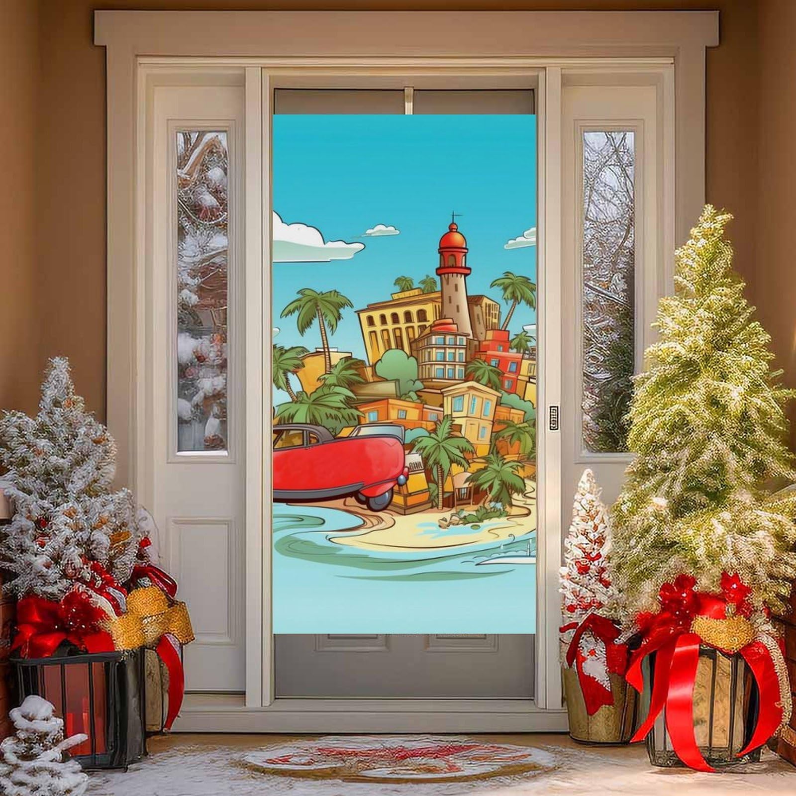 NTVOWPZO Island of Cuba Door Curtains for Doorway Privacy Dividers Door Banner Blackout Curtains Fabric Door Window Curtain for Home Bedroom Kitchen Decor 35.4x70.9 in Decorative Banner