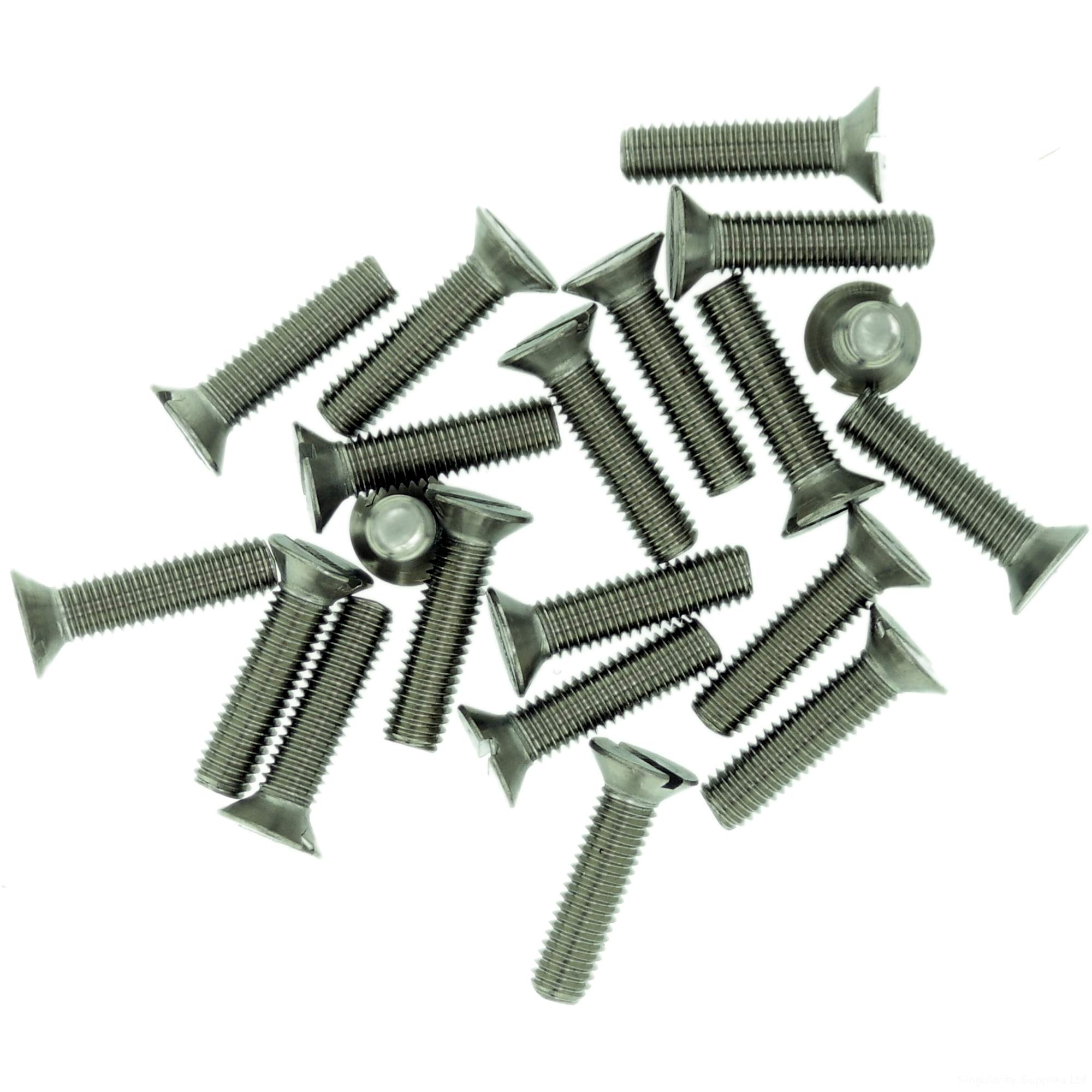 Singularity Supplies M5 (5Mm X 12Mm) Slot Countersunk Machine Screw (Bolt) - Stainless Steel (A2) (Pack Of 20)