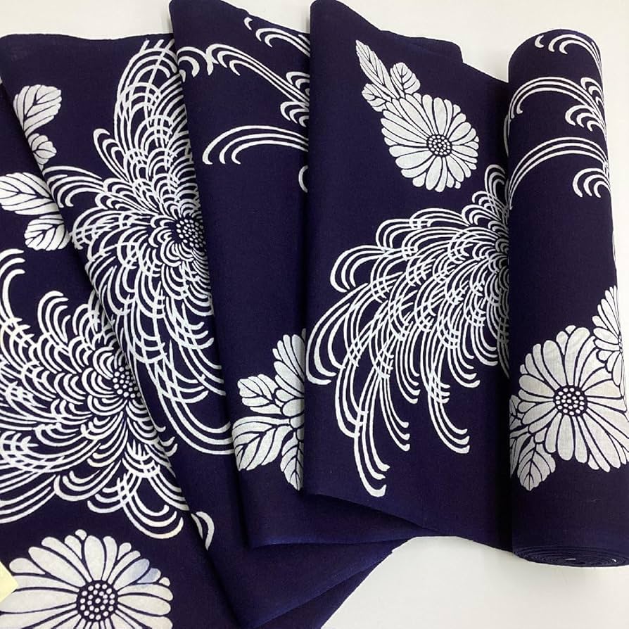 浴衣反物　堅牢染 新品・長期保管品】堅牢本染め万代染・浴衣反物/藍色・11.36m