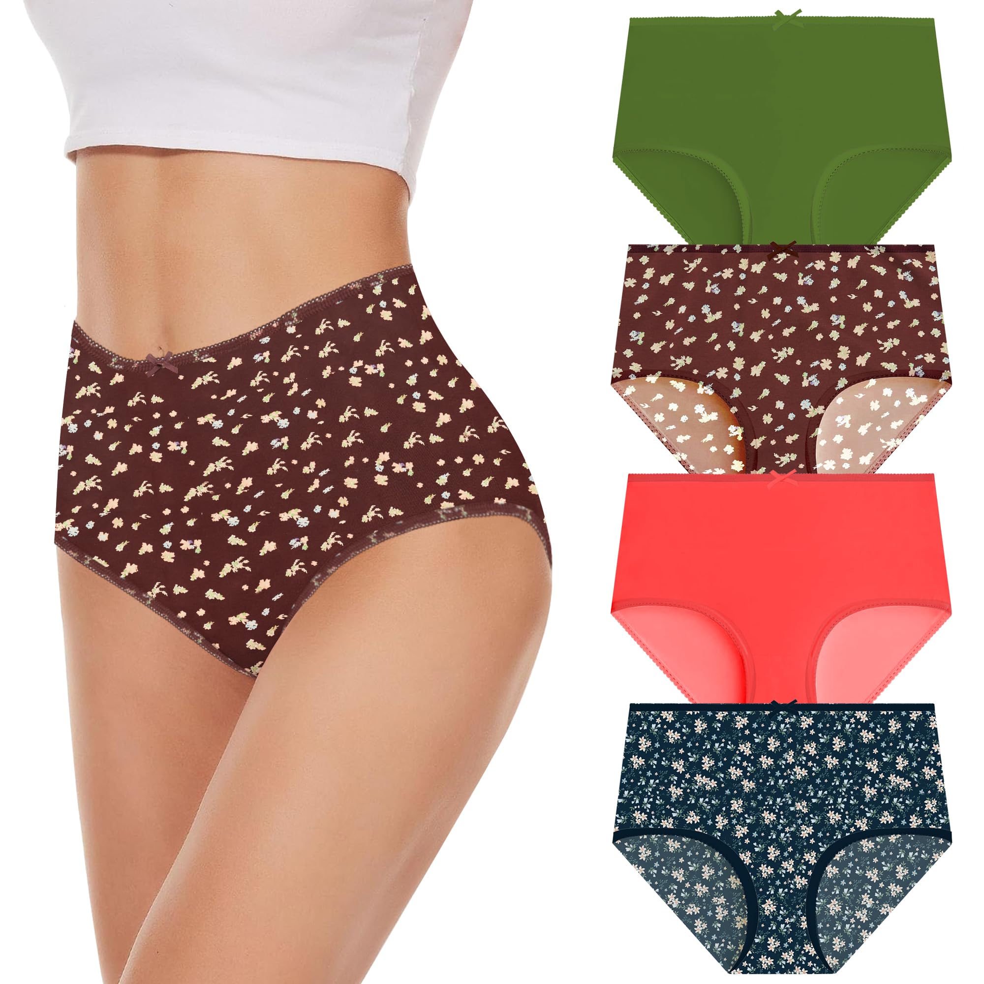 pepperika High Waist Cotton Plus Size Underwear Full Coverage Innerwear Panty Set for Women and Teenage Girls Hipster Brief for Daily Use Combo Pack (Assorted Prints and Colors) Multicolour-picture-24