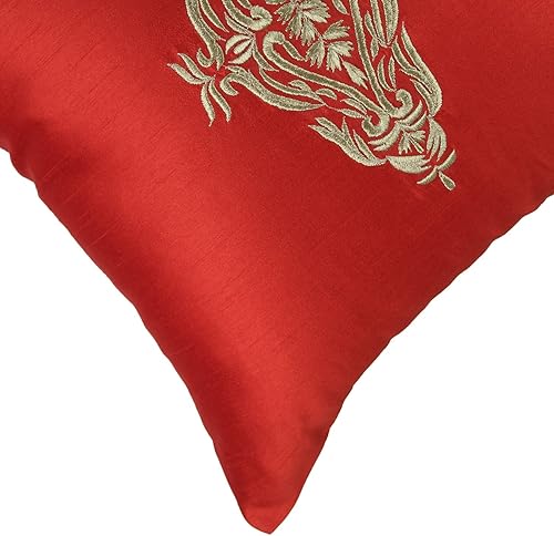 Miniatura 2 de The White Petals Funda de cojín amarillo mostaza (damasco bordado en oro, 16 x 16 pulgadas, paquete de 1)