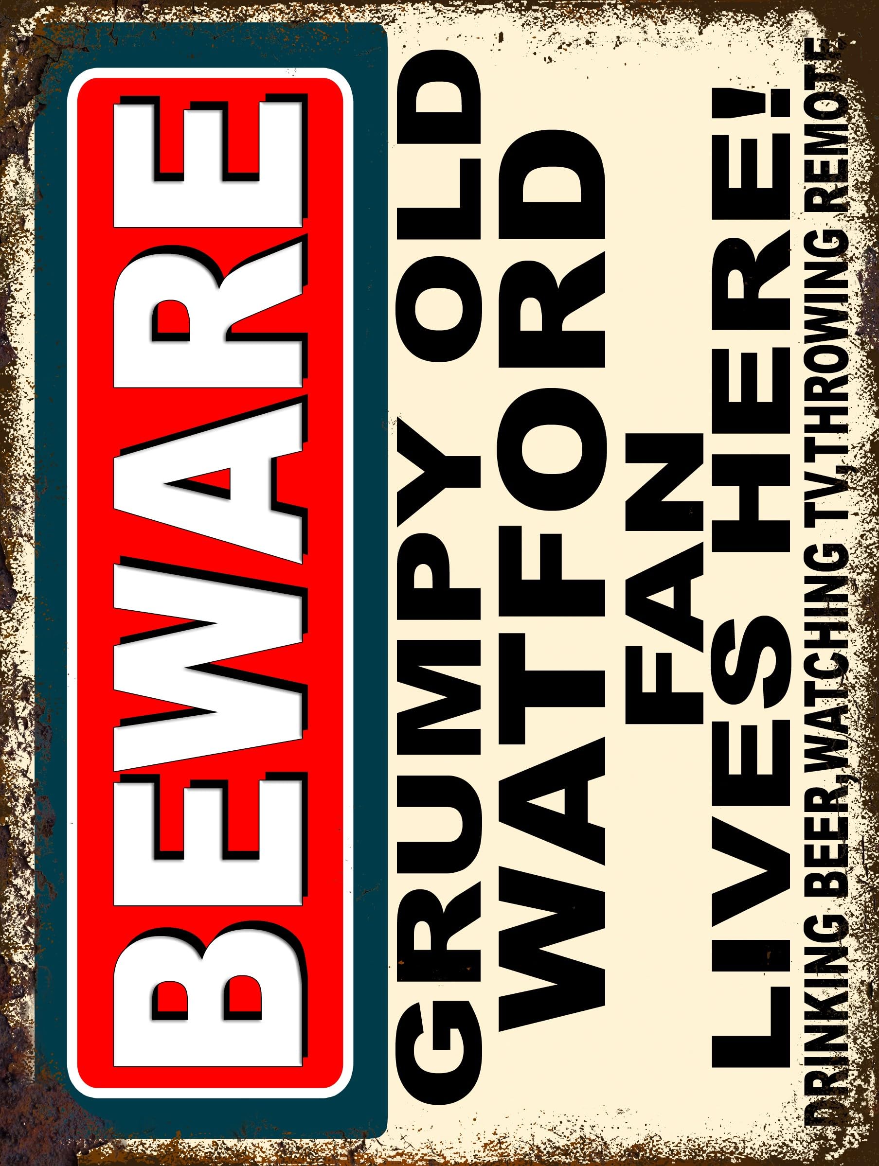 Sign Plaque Print Poster Funny Beware Grumpy Old Watford Fan Lives Here Football Gift Dad Man Cave Shed Home Bar Ref4820 (10x8 inches (Approx) 25cmx20cm) โ image 1