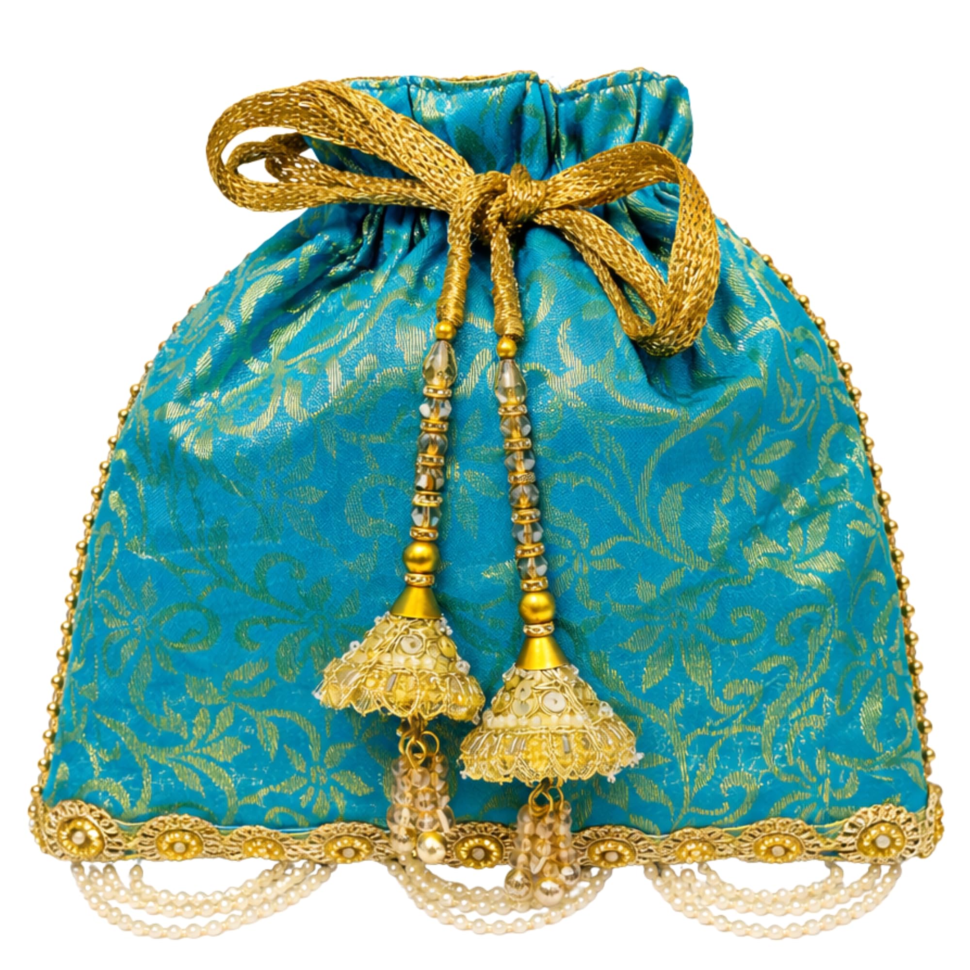 Fabric Bridal Potli Bag Pack of 1 | Drawstring Gift Pouch for Wedding Return Gifts and Festive Goody Bags-image-41
