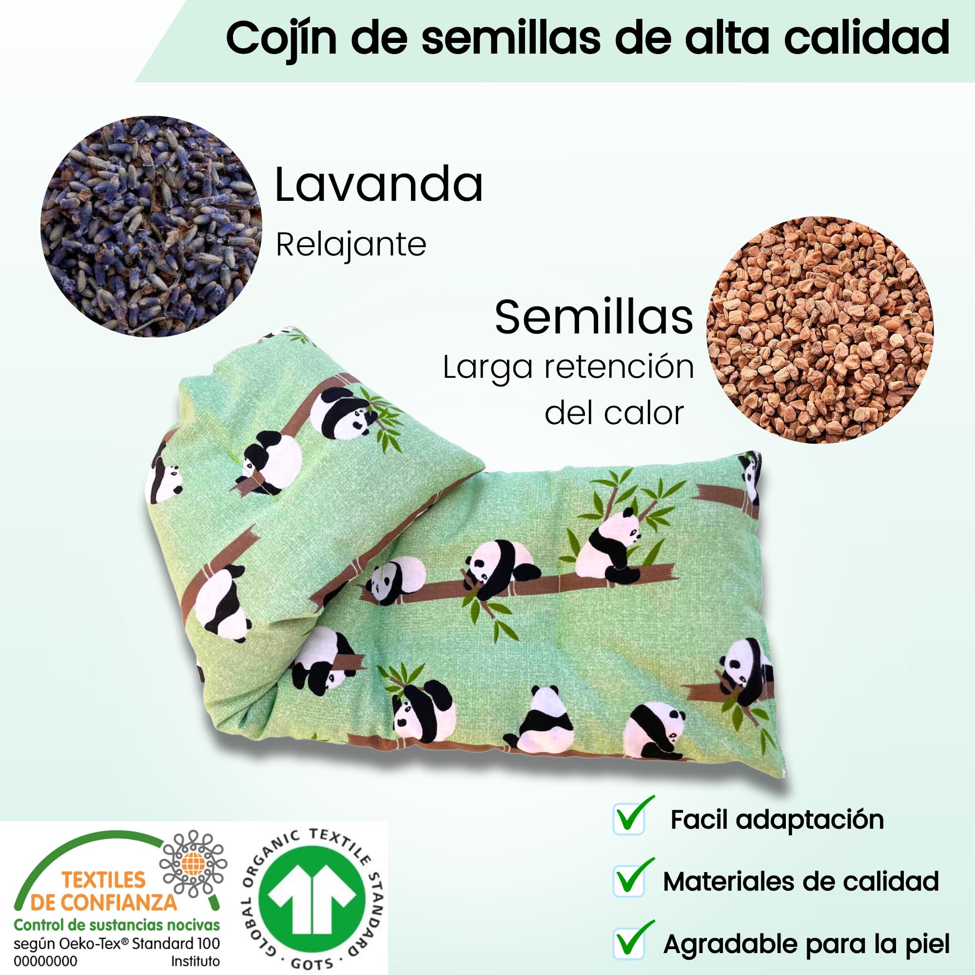 Saco Semillas Microondas Cervical Térmico de Semillas y Lavanda - 47x15cm - 100% algodón– Bolsa Cojín con Aroma Calor y Frío Multiusos Saquito Pies Calienta Camas y Lumbar
