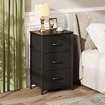 Vermess Table de chevet, petite commode, mobilier de chene, table de cheme 3 Tiroirs de rangement pour chambre à coucher, noir