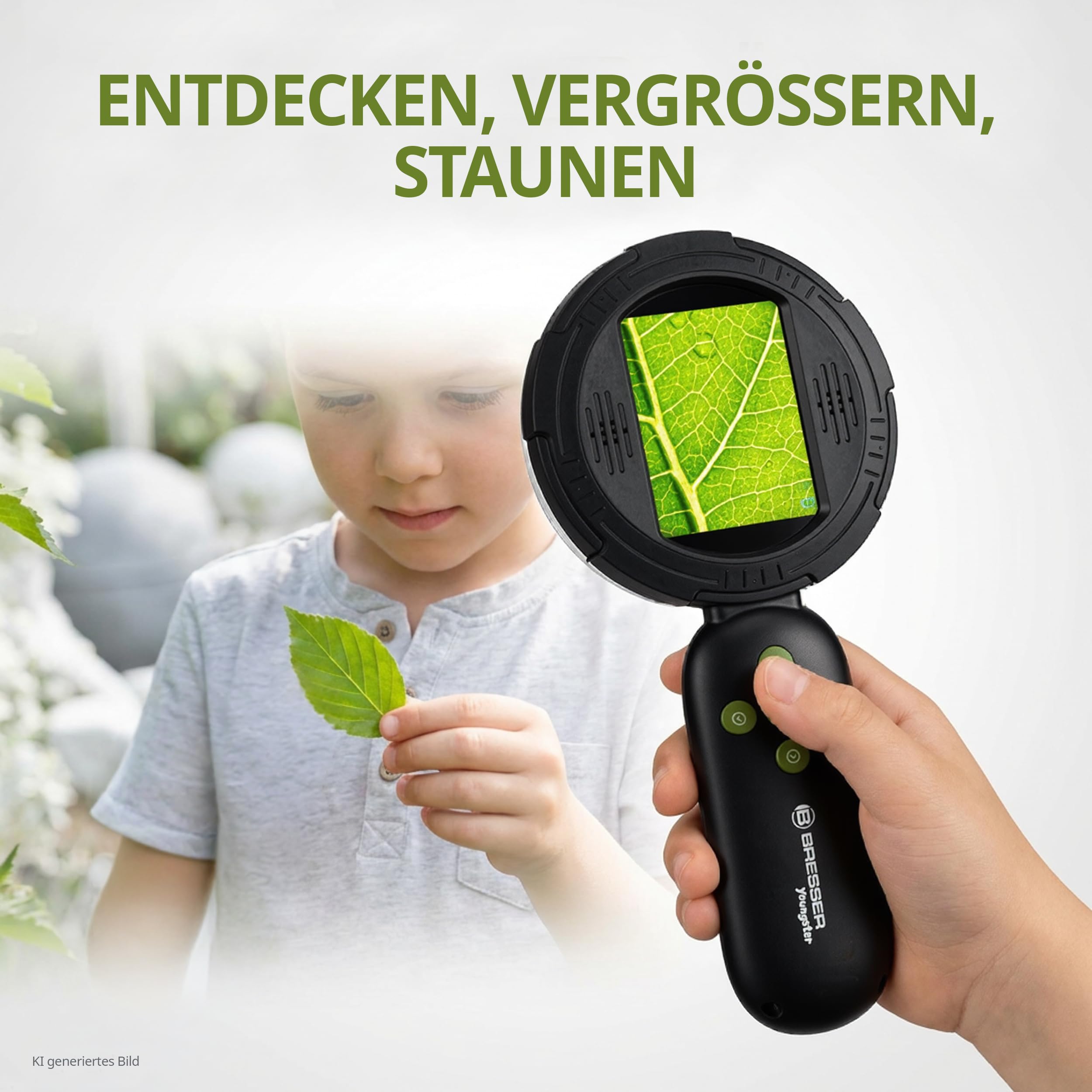 Bresser Microscopio digital de mano para niños y padres, 10 × óptico/hasta 40× digital, 8 LED regulables, función de fotografía y cámara web, juguete educativo Bresser Microscopio digital de mano para niños y padres, 10 × óptico/hasta 40× digital, 8 LED regulables, función de fotografía y cámara web, juguete educativo