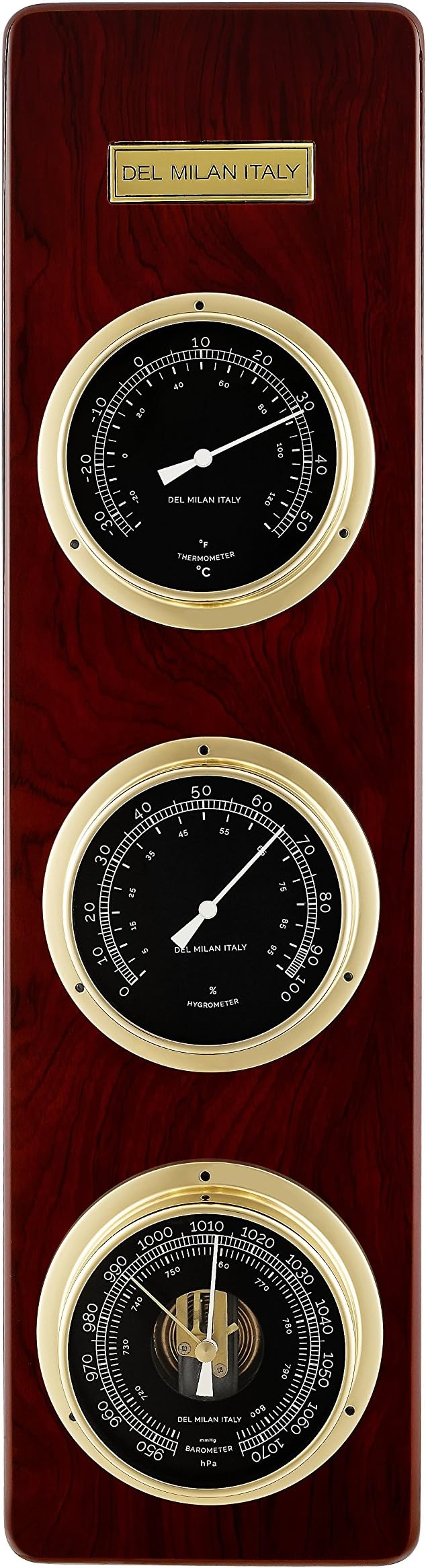 3 in 1 Weather Station, Barometer, Thermometer, Hygrometer, Mahogany Finish