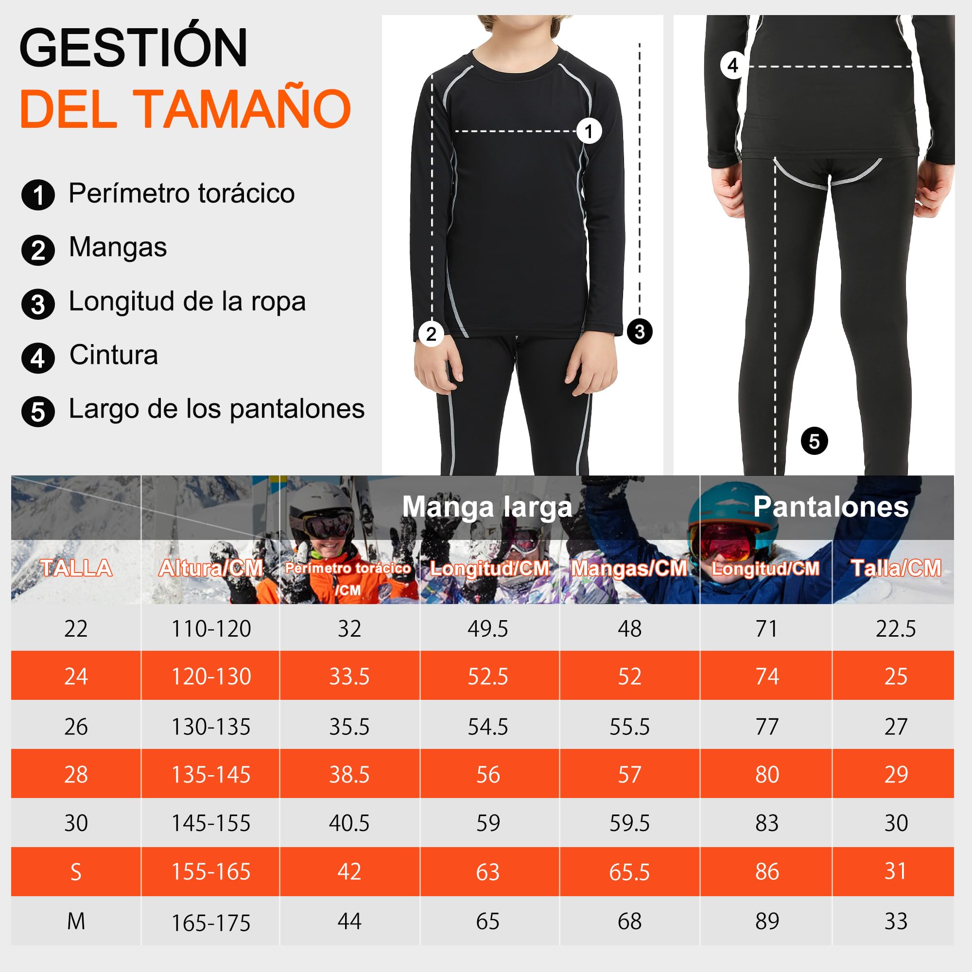 Conjunto Ropa Interior Térmica para Niños Niña Esqui Snowboard Running 110-170