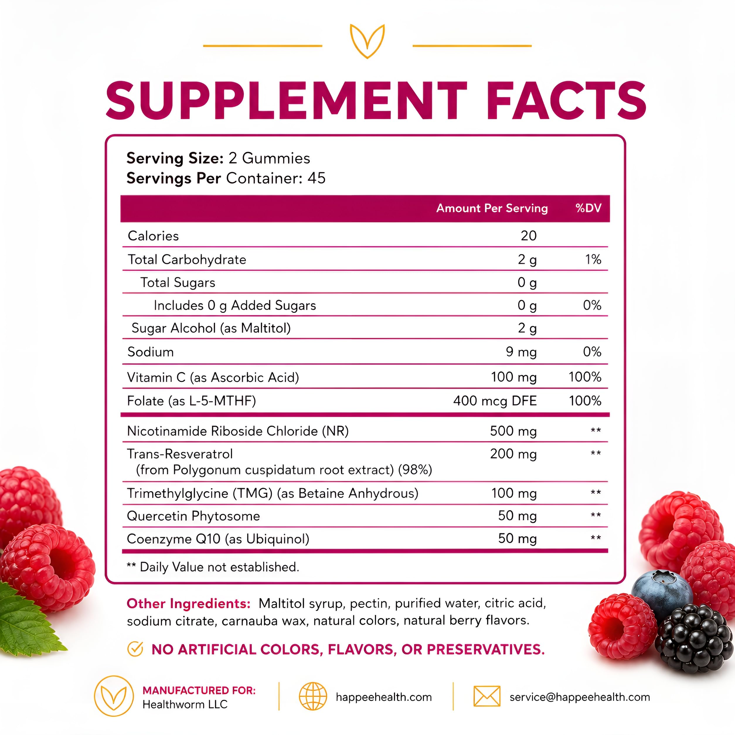 Happee NAD+ Gummies Supplement for Women & Men, Sugar-Free 1,000mg 90 Ct — Amazon image 6