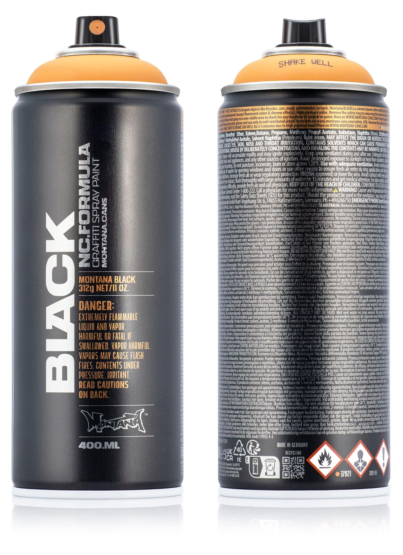 Montana Juego de 24 botes de spray de 400 ml, color negro