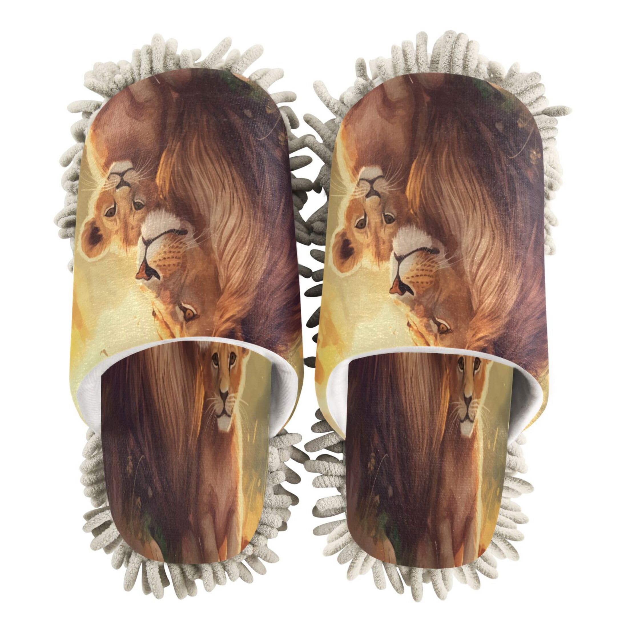 Kigai Lion Mop Slippers for Floor Cleaning, Slippers for Women Men, Microfiber Floor Cleaning, L