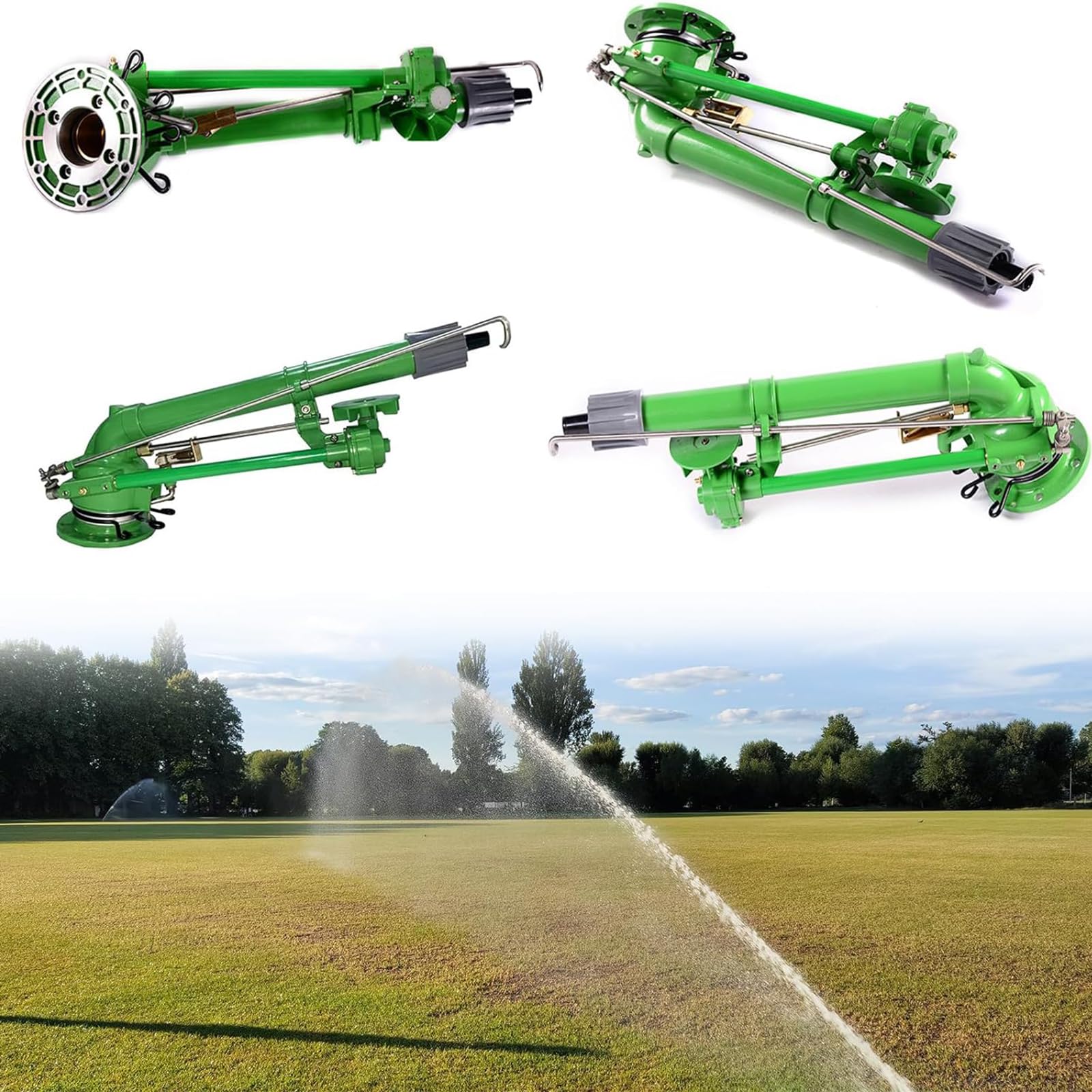 Aspersor De Agua De Impacto por Impulso, Aspersor De Riego Agrícola, Rociador De Riego De Área Grande De 360°, con Boquilla De Repuesto, para Riego De Jardines De Césped Agrícola