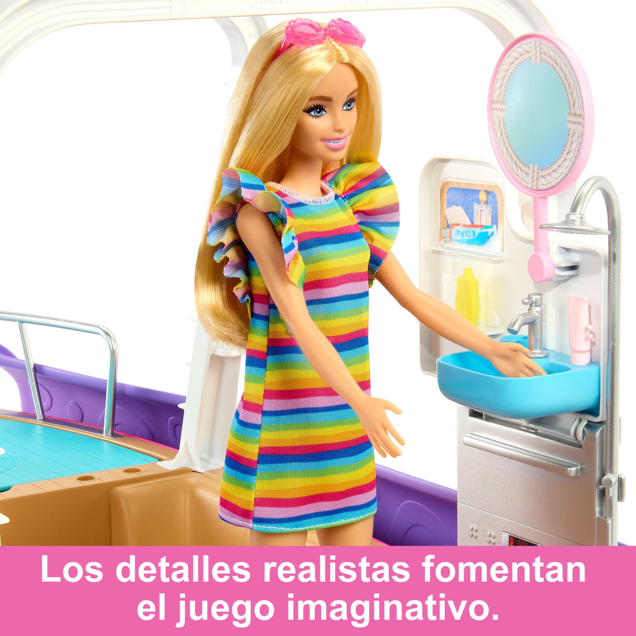 Barbie Dream Boat Barco de Juguete para muñecas con Accesorios, Regalo +3 años (Mattel HJV37)