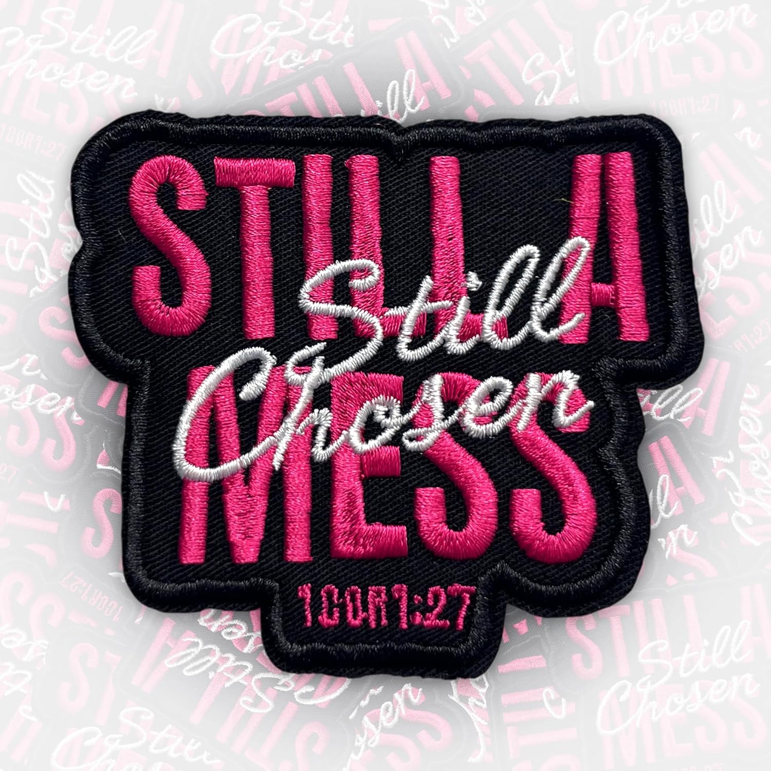 Still A Mess Still Chosen Patch 3 Inches Christian Faith, Religious, Bible Verse, Iron On/Sew On Embroidery Fabric Applique Patches for Trucker Hats Clothes Backpack DIY Accessories Gifts Mom Dad