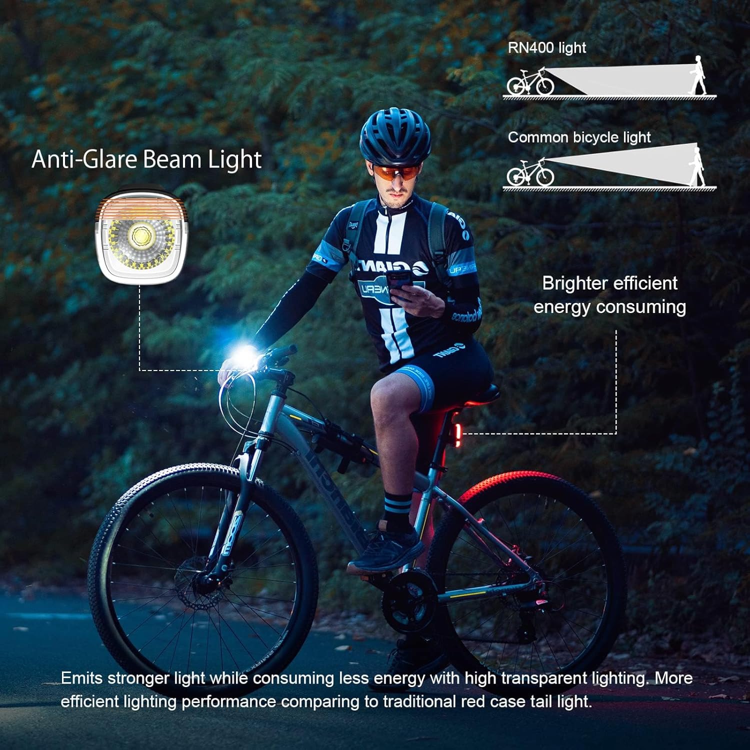 OLIGHT RN 400 LED Bike 400 Lumens Headlight and Seemee 30 C 30 Lm Bicycle Taillight Set, Rechargeable Type-C Waterproof Bike Light Set, Easy to Install for Road Urban Cyclists and Night Riding