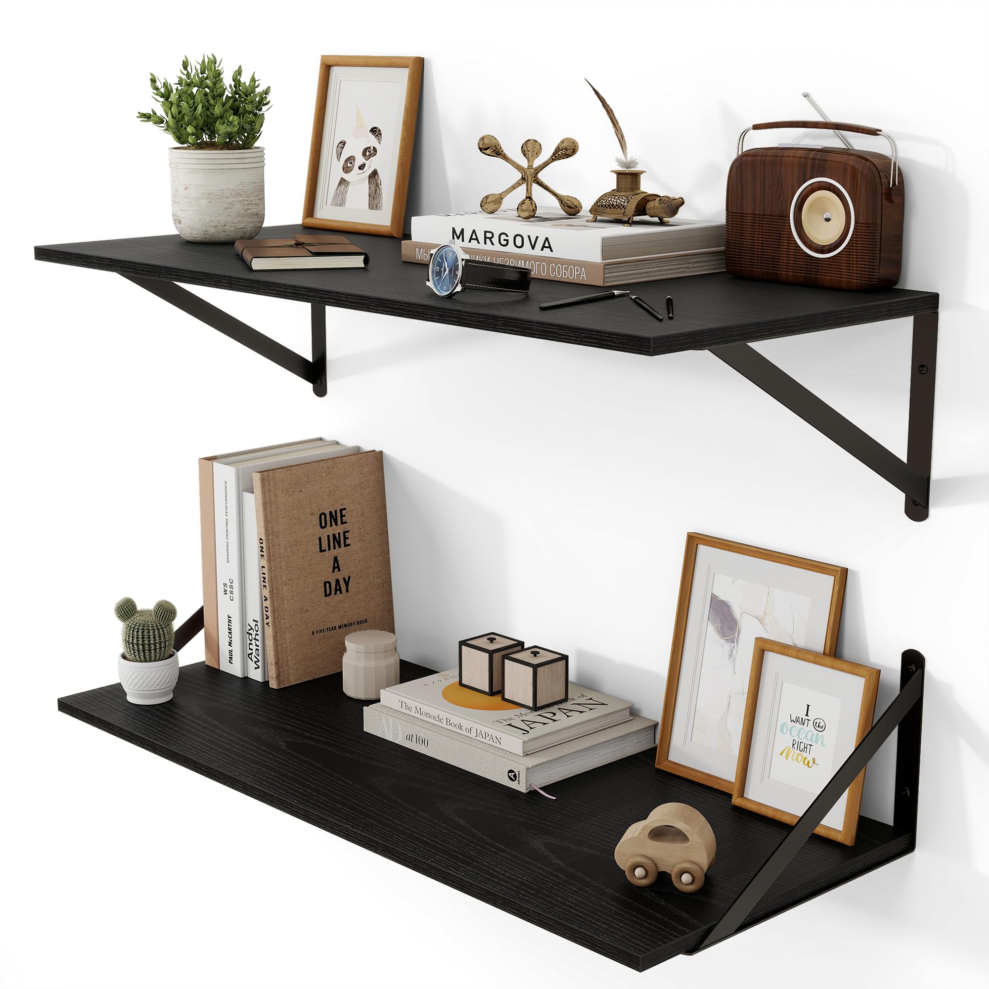 Heimlove Black Floating Shelves - Set of 2 -28