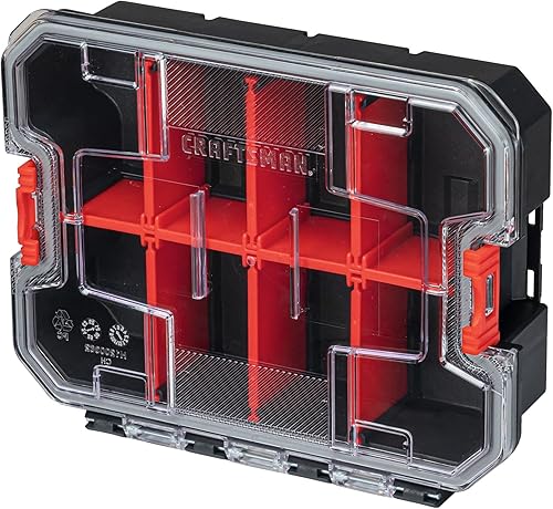 CRAFTSMAN VERSASTACK Organizador de almacenamiento, organizador de piezas pequeñas, 8 compartimentos, tapa incluye pestillo seguro (CMST17827)