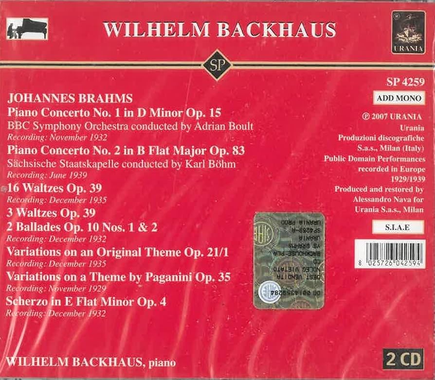 【売約済】バックハウス＆ベーム／ブラームス：ピアノ協奏曲第2番 ピアノ協奏曲第2番 バックハウス（p）ベーム＆ウィーン