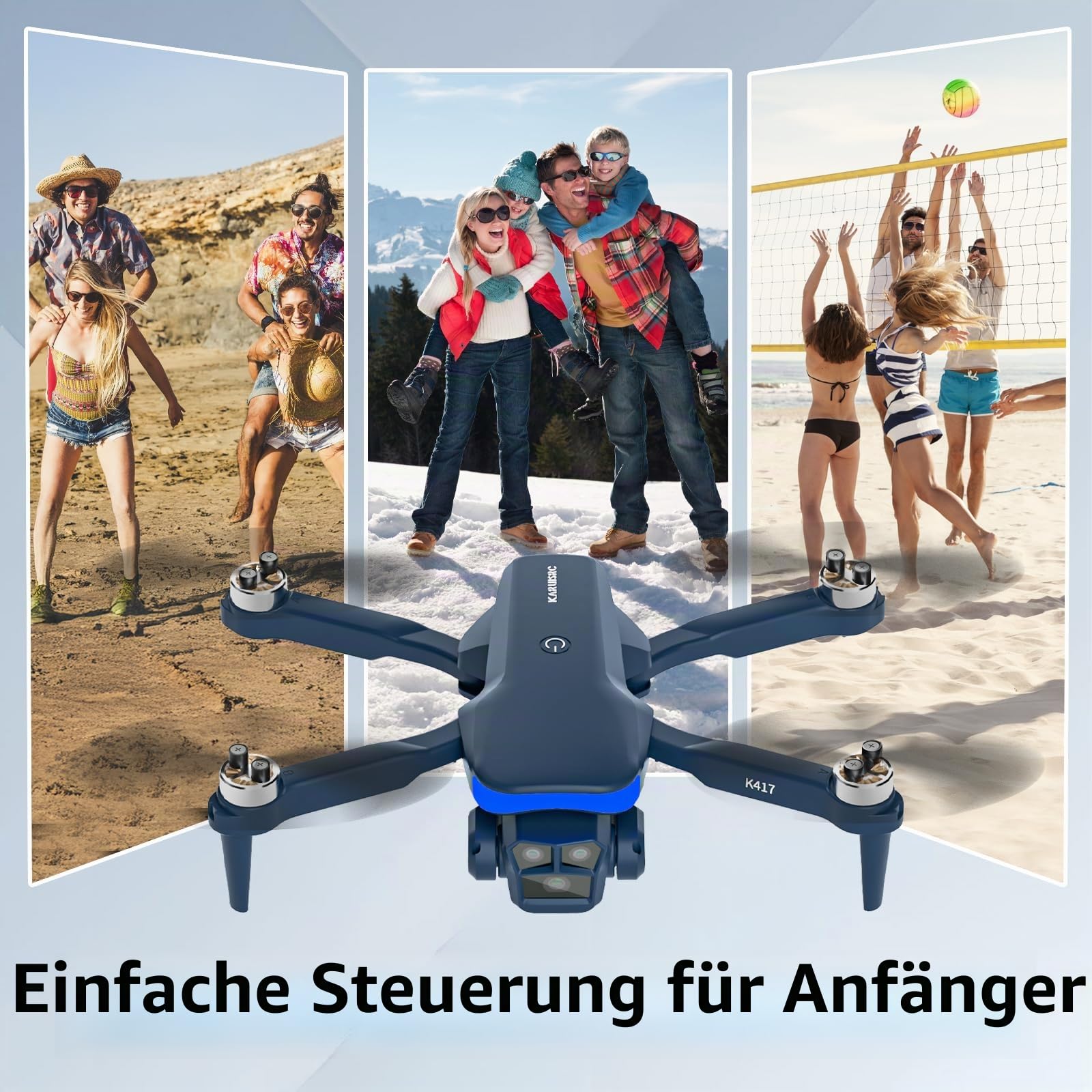 Drohne mit LED Blau Lampe, Bürstenloser Motor Drohnes mit HD 1080P Kamera Drohne für Anfänger,Mini RC Quadrocopter mit FPV 5GHZ WiFi Übertragung, 3D Flip,Höhenhaltung,Modulare Batterie