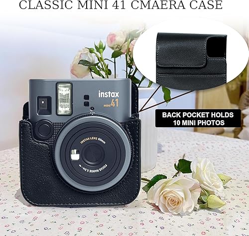 Miniatura 5 de WOGOZAN Mini 41 Funda protectora para cámara instantánea Fujifilm Instax Mini 41, funda retro de piel sintética para cámara Mini 41 con 64 mini