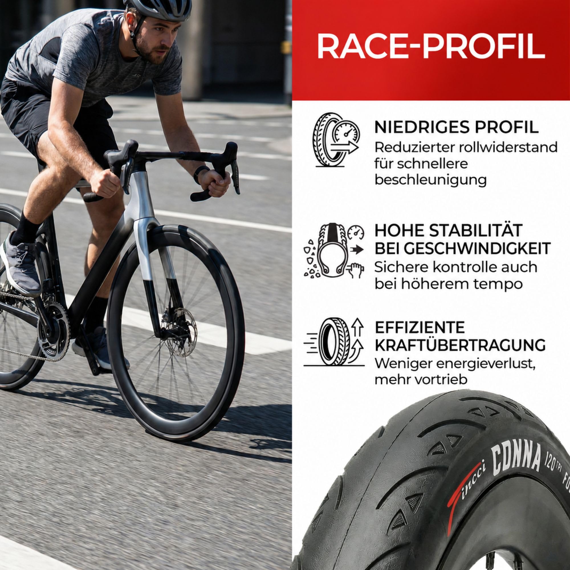 Fincci Rennrad Reifen 700x25c - Paar Fahrradreifen 28 Zoll mit 1 mm Pannenschutz 120 TPI - Slick Langlebiger Fahrradmantel 25-622 für Gravel Bike, E Bike, Tourenräder, Hybrid Fahrrad - 2er Pack