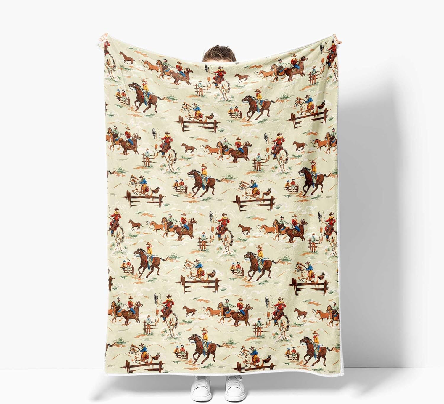 Western Cowboy Throw Blanket, Native American Boho Throw Blanket for Couch Sofa Bed, Warm Cozy Fleece Flannel Throws and Blankets Livingroom Bedroom Decor 50"x60" - Image 2