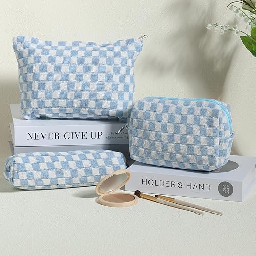 Miniatura 4 de LYDZTION Bolsa de maquillaje para mujeres, 1 bolsa de maquillaje de gran capacidad y 1 estuche para lápices, bolsa de almacenamiento de brochas de