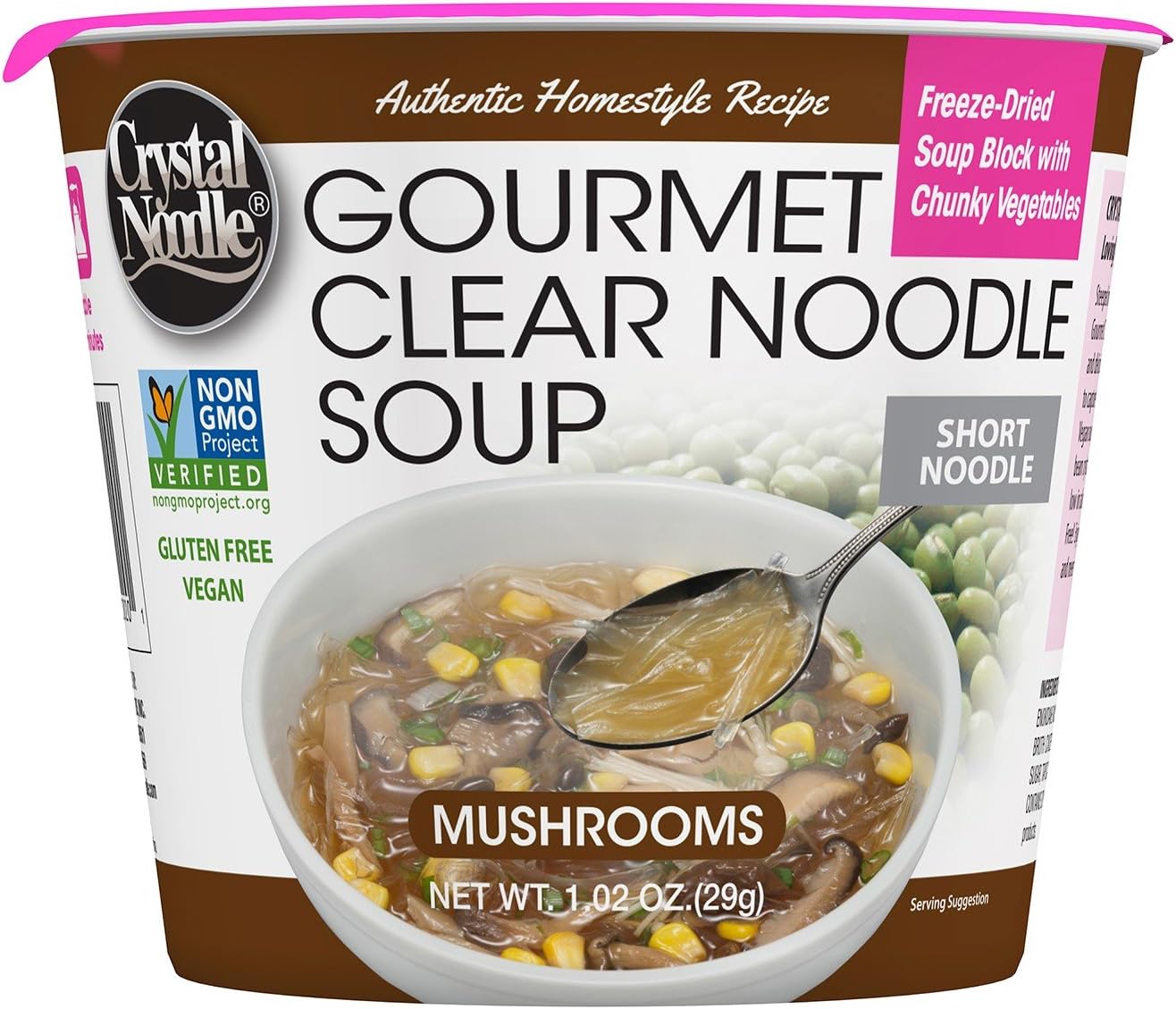 Crystal Noodle Non-GMO Short Noodle Soup, Mushroom, 1.02 Ounce (Pack of 6)
