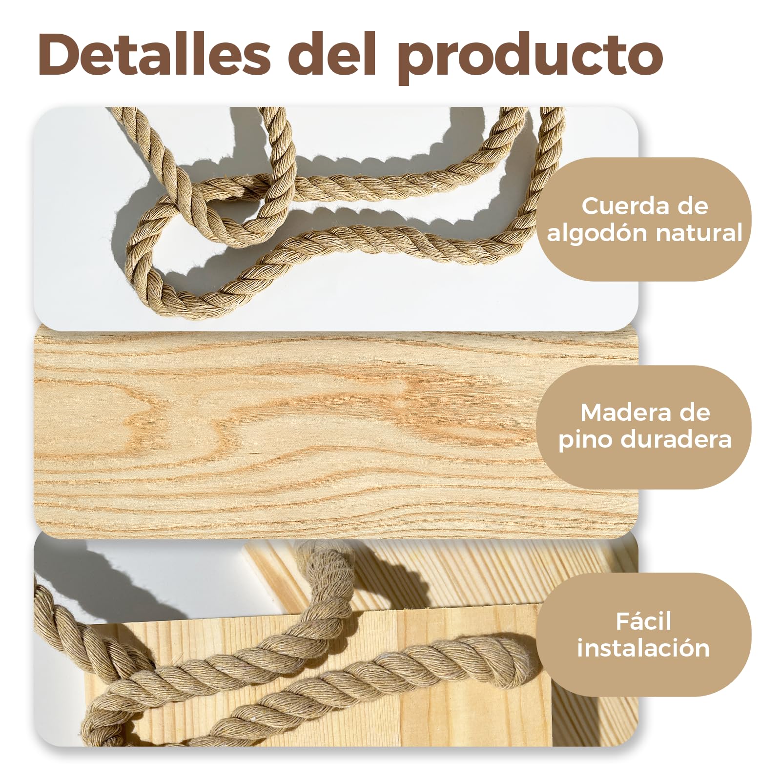 Bamworld Estantes Colgantes para Plantas Colgador de Plantas de Interior Estantes para Plantas de Ventana de Madera Estante de Pared para Plantas de Ventana Estante para Plantas de Alféizar de Ventana