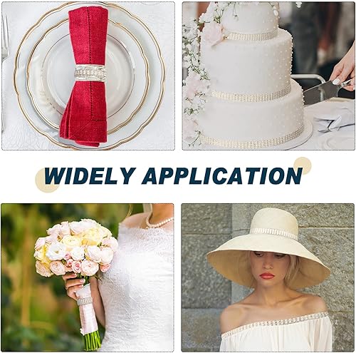 Miniatura 5 de Outus 3 rollos de calcomanías de perlas, cinta autoadhesiva con diamantes de imitación, tiras de cinta de cristal, para manualidades, boda,