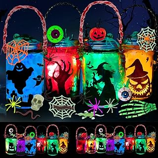 12 Candle Lanterns Decor Ideas Living Room for Warm Cozy Glow 116 6 Pack Halloween DIY Lantern Jar Craft Kit Decor Supplies Gifts,Hallowee...