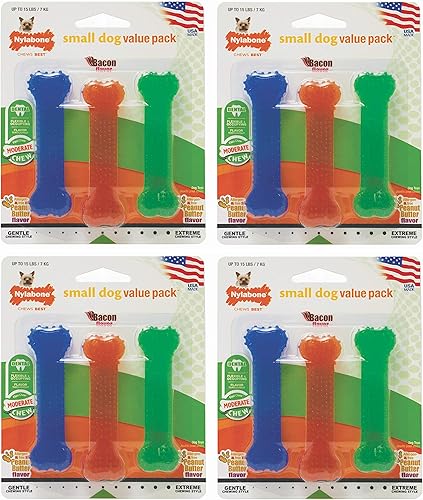 Miniatura 1 de Nylabone 4 paquetes triples dentales moderados masticables, pequeños