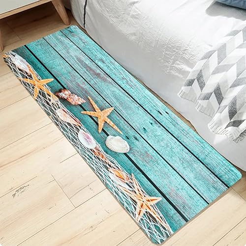 Miniatura 8 de Alfombras de baño de espuma de esponja absorbente suave para baño y cocina (71 x 24 pulgadas), tapete de franela antideslizante brillante impresión