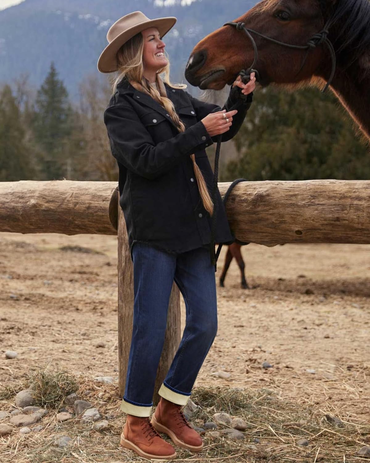 Women Fleece Lined Jeans Women's High Waisted Straight Leg Jeans Winter Fleece Lined Jean Pants - Image 7