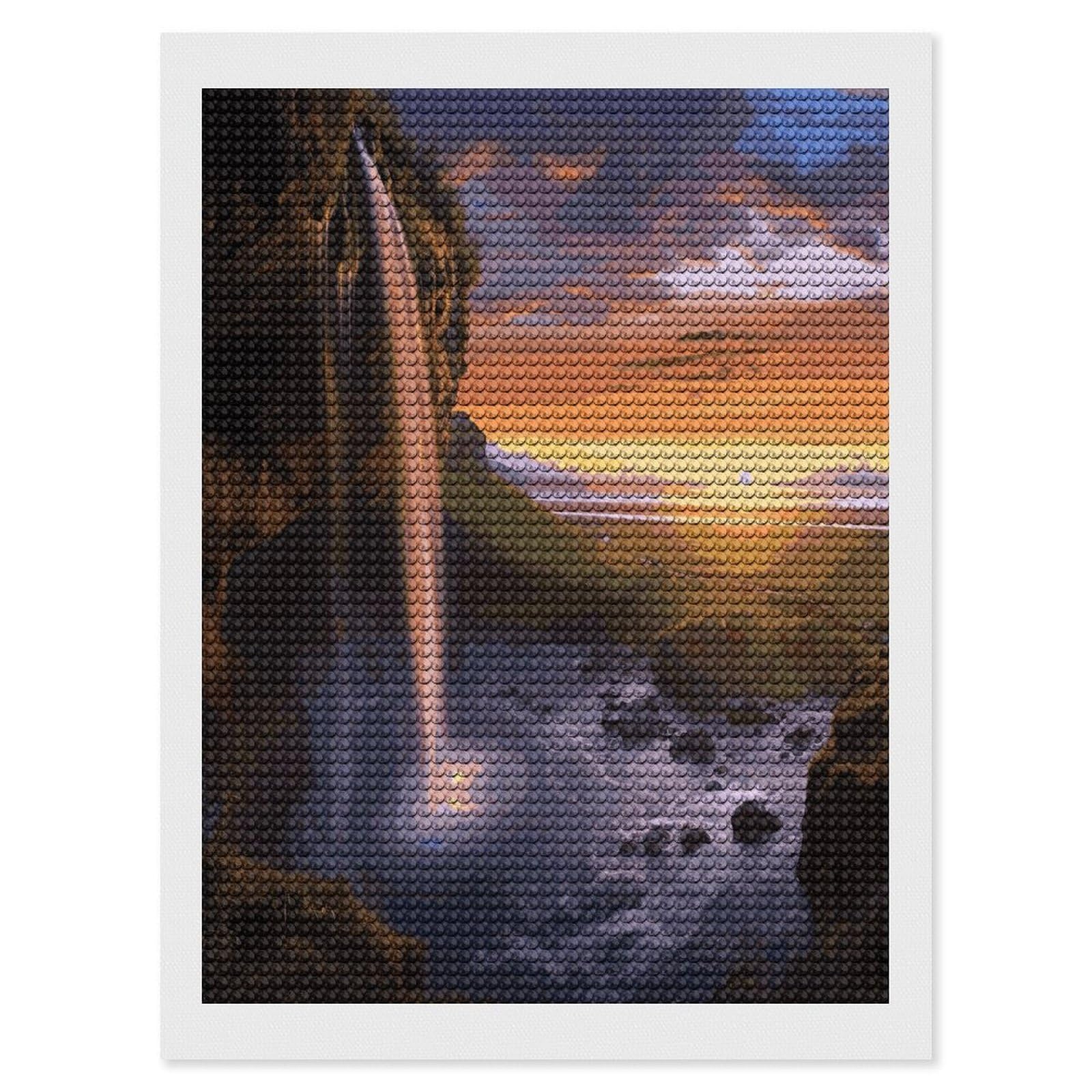 LDGSUPH Waterfall at Sunset Diamond Painting Kits for Adults Paint with Diamond Pictures Art DIY Full Drill Diamond Dots Painting Personalized Diamond Photo for Home Wall Decor Gift 12"x16"