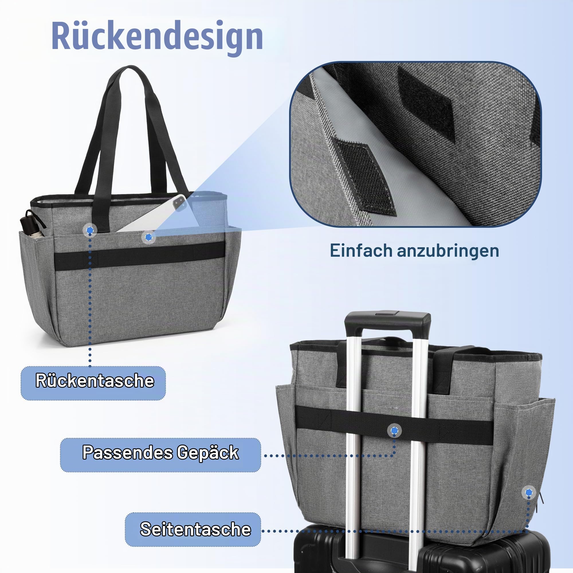 Trunab Lehrertasche mit Erweiterter Aktenordnertasche, Grau